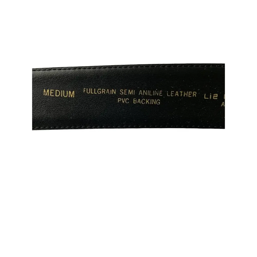 Liz Claiborne Full Grain Semi Aniline  Black Leather Belt 5 Holes Size M B52